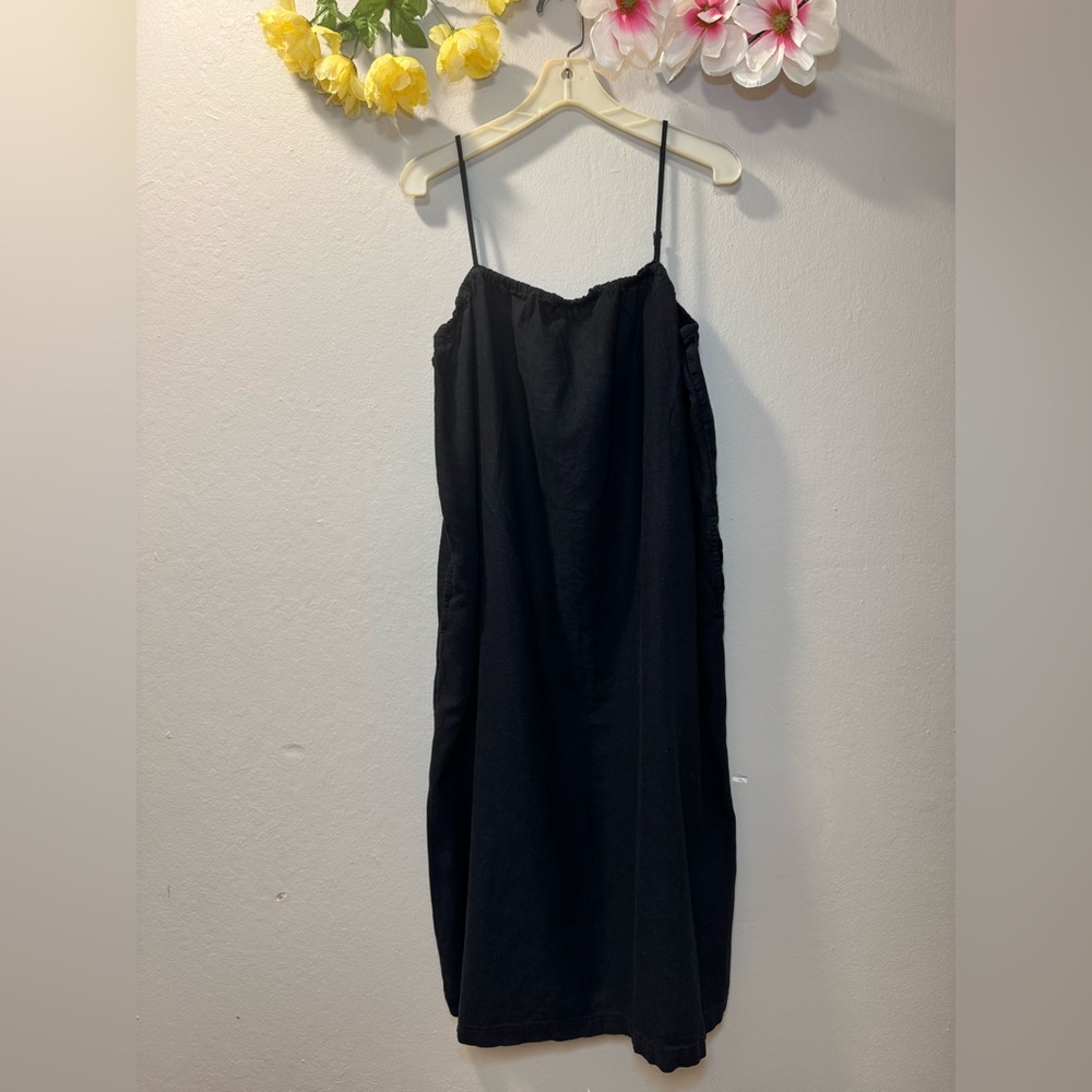 a new day Black Strapless Slip Dress with Spaghetti Straps